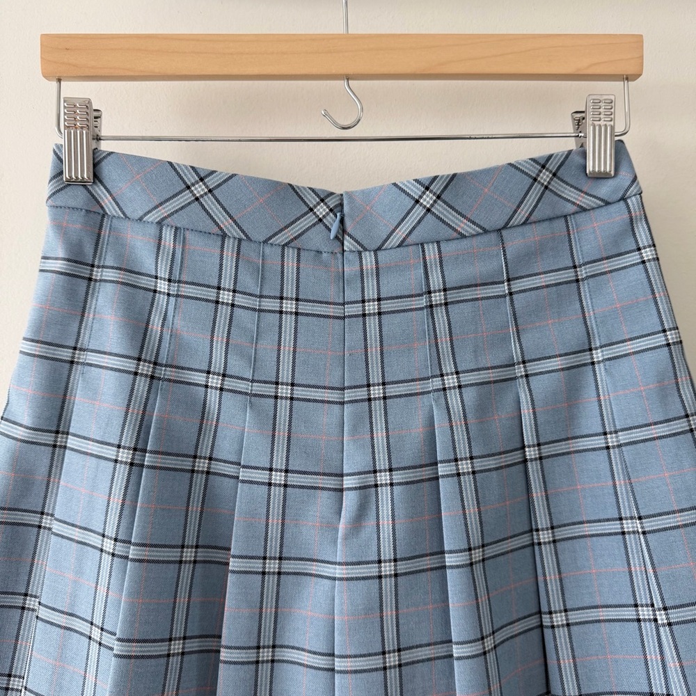 UNIQLO Blue Plaid Pleated Mini Skirt Size S Preppy Y2K Tennis - Picture 9 of 11